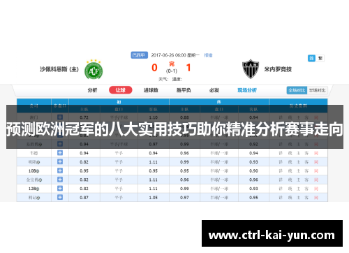 预测欧洲冠军的八大实用技巧助你精准分析赛事走向